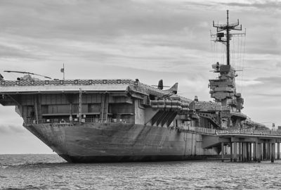 Corpus Christi, United States - September 21, 2013: Aircraft carrier USS Lexington dockt in Corpus Christi on September 21, 2013 year.